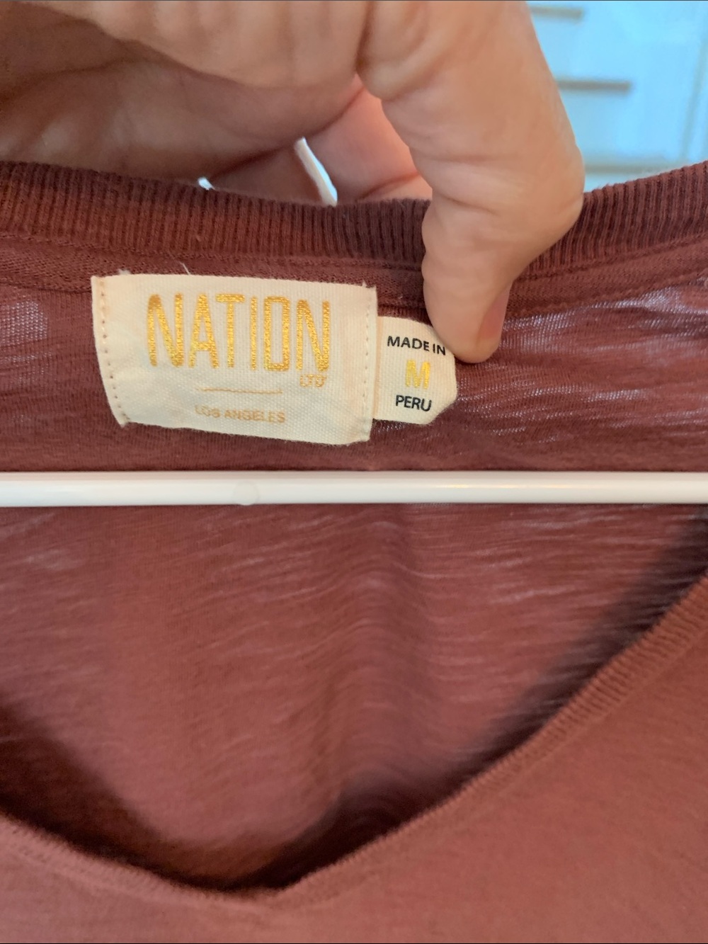 Nation LTD Women's V-Neck Long Sleeve Top - Rust Brown - Picture 2 of 4